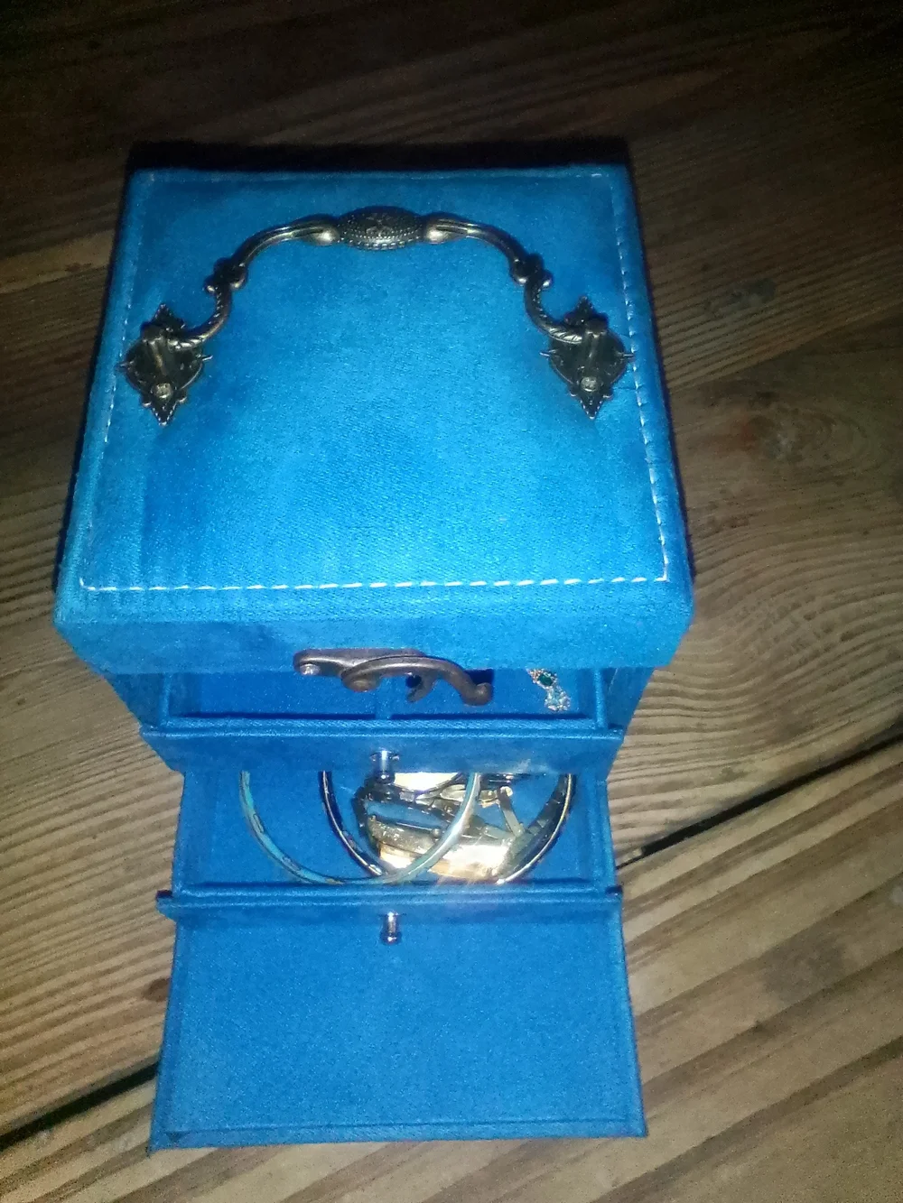 Blue Velvet Travel Jewelry Organizer